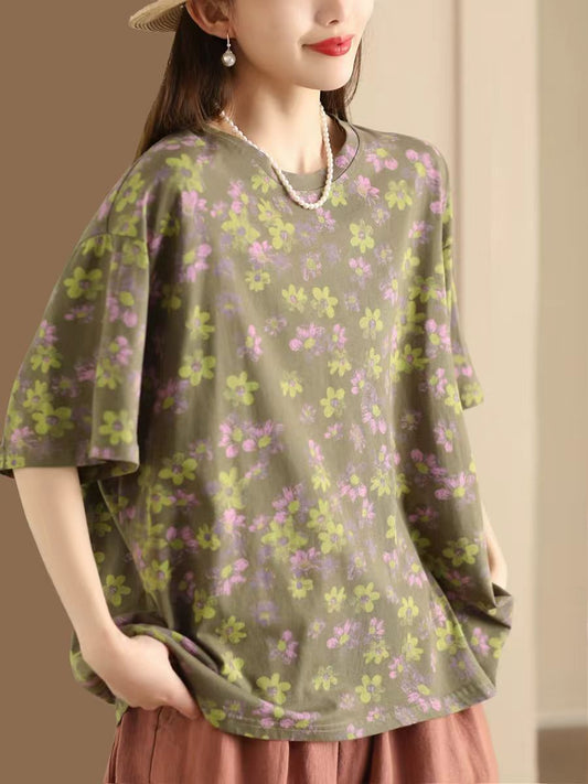 Women Casual Summer Floral Cotton Shirt AA1035