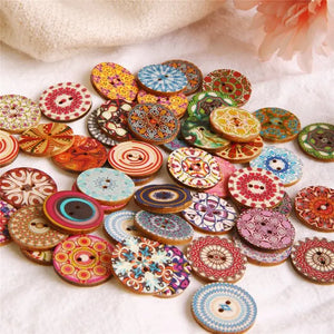 50PCS 25MM ROUND SEWING MULTICOLOR WOODEN BUTTONS FOR DIY CRAFT BAG HAT CLOTHES DECORATION AD377 adawholesale
