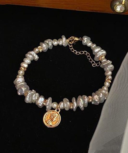 Art Gold Hand Pearl Small Bits Of Silver Charm Bracelet GH1027