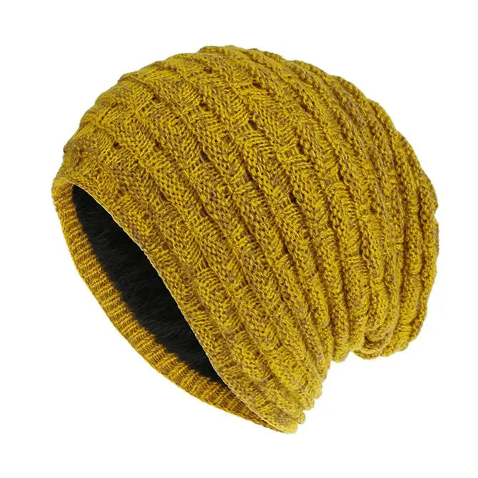 Autumn and winter knitted cap with wool and warm ear protection wool wrap cap adawholesale