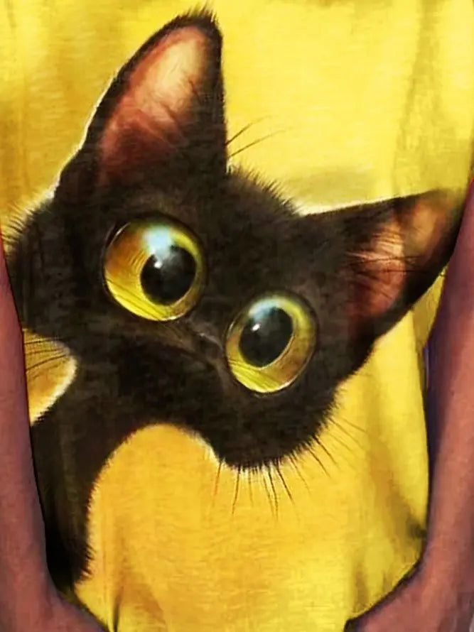 Black cat print Shirts & Top AD151 adawholesale