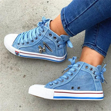 Load image into Gallery viewer, Blue Block Heel Lace-Up All Season Athletic Sneakers AD087 adawholesale
