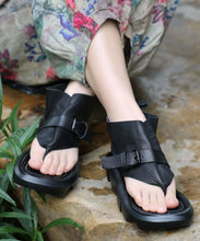 Load image into Gallery viewer, Boutique Black Buckle Strap Splicing Platform Thong Sandals Ada Fashion
