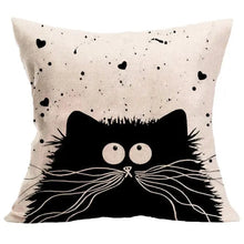Load image into Gallery viewer, Canvas Backrest Cute Cat Pillow Cover adawholesale
