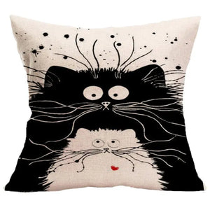 Canvas Backrest Cute Cat Pillow Cover adawholesale