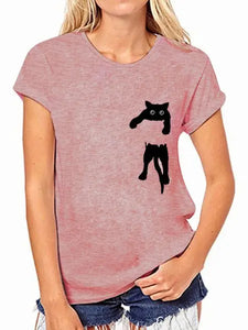 Casual Cat Printed T-Shirts & Tops AD120 adawholesale
