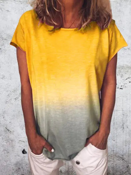 Casual Cotton-Blend O-NeckShort Sleeve Shirts & Tops adawholesale