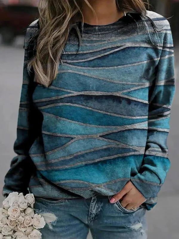 Casual Long Sleeve Wave Printed Sweatshirt AD841 mysite