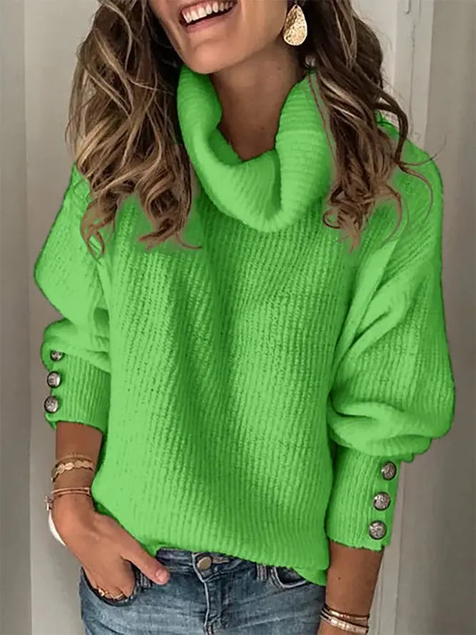 Casual Plus Size Cotton-Blend Vintage Turtleneck Long Sleeve Sweaters AD028 adawholesale
