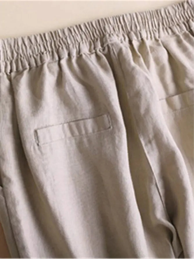 Casual Pockets Plain All Season Drawstring Plus Size Pants adawholesale