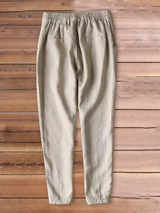 Casual Pockets Plain All Season Drawstring Plus Size Pants adawholesale