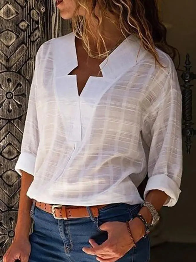 Casual Sexy V Neck Pure Color Blouses adawholesale