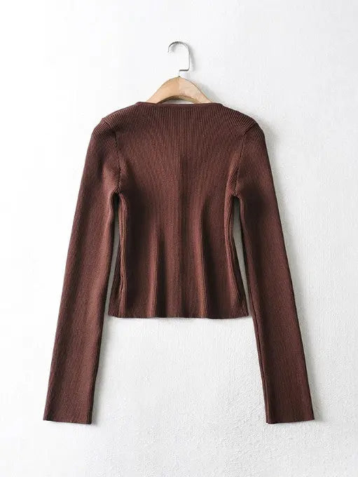 Casual Single-Breasted Long Sleeve T Shirt adawholesale