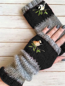 Casual Vintage Autumn Winter Basic Flora Knitted Gloves AD064 adawholesale