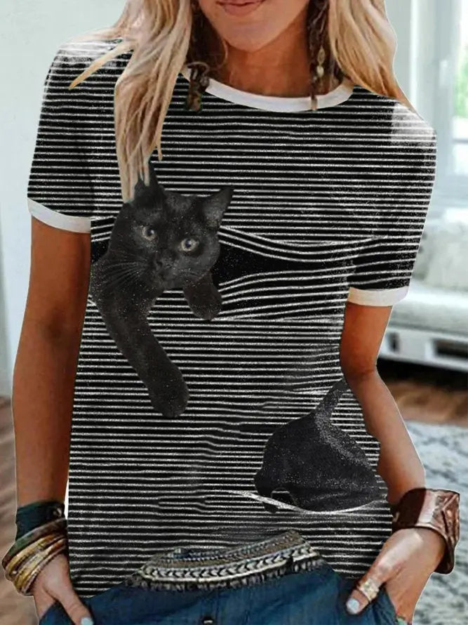 Cat Print Women Tshirt adawholesale
