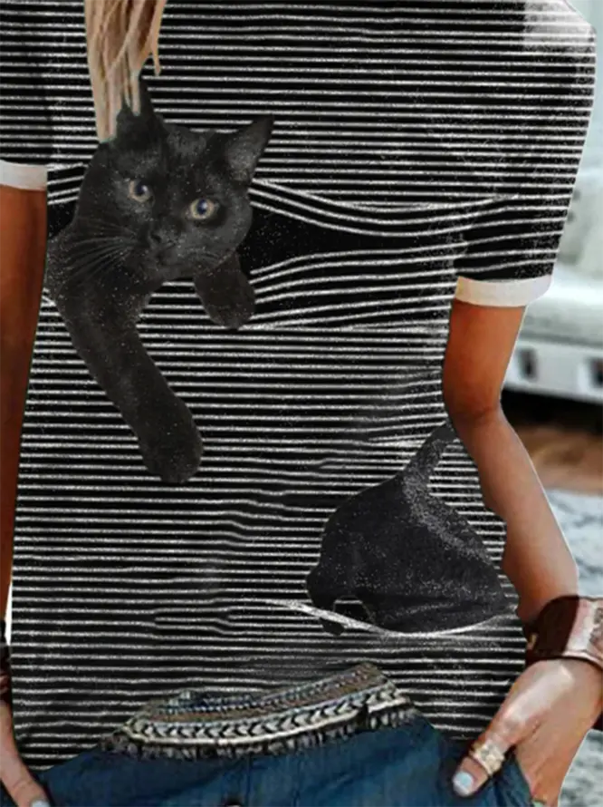 Cat Print Women Tshirt adawholesale
