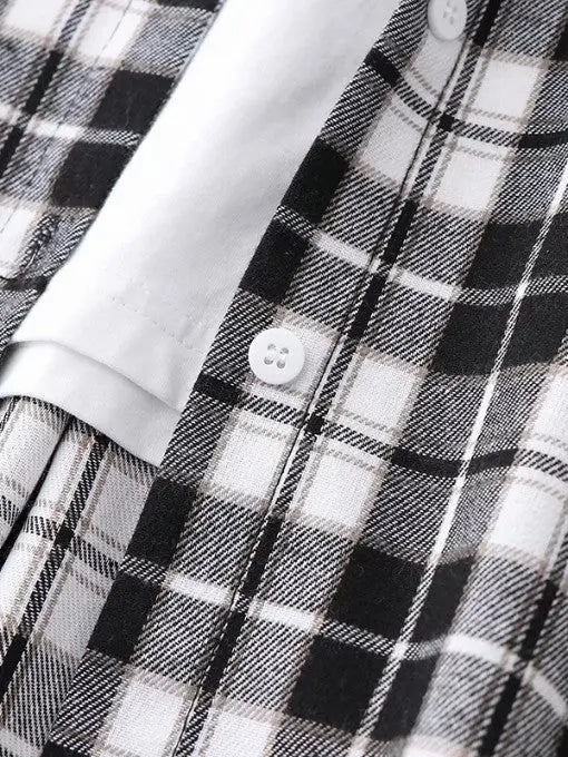 Classic One Pocket Checkered Long Sleeve Shirts adawholesale
