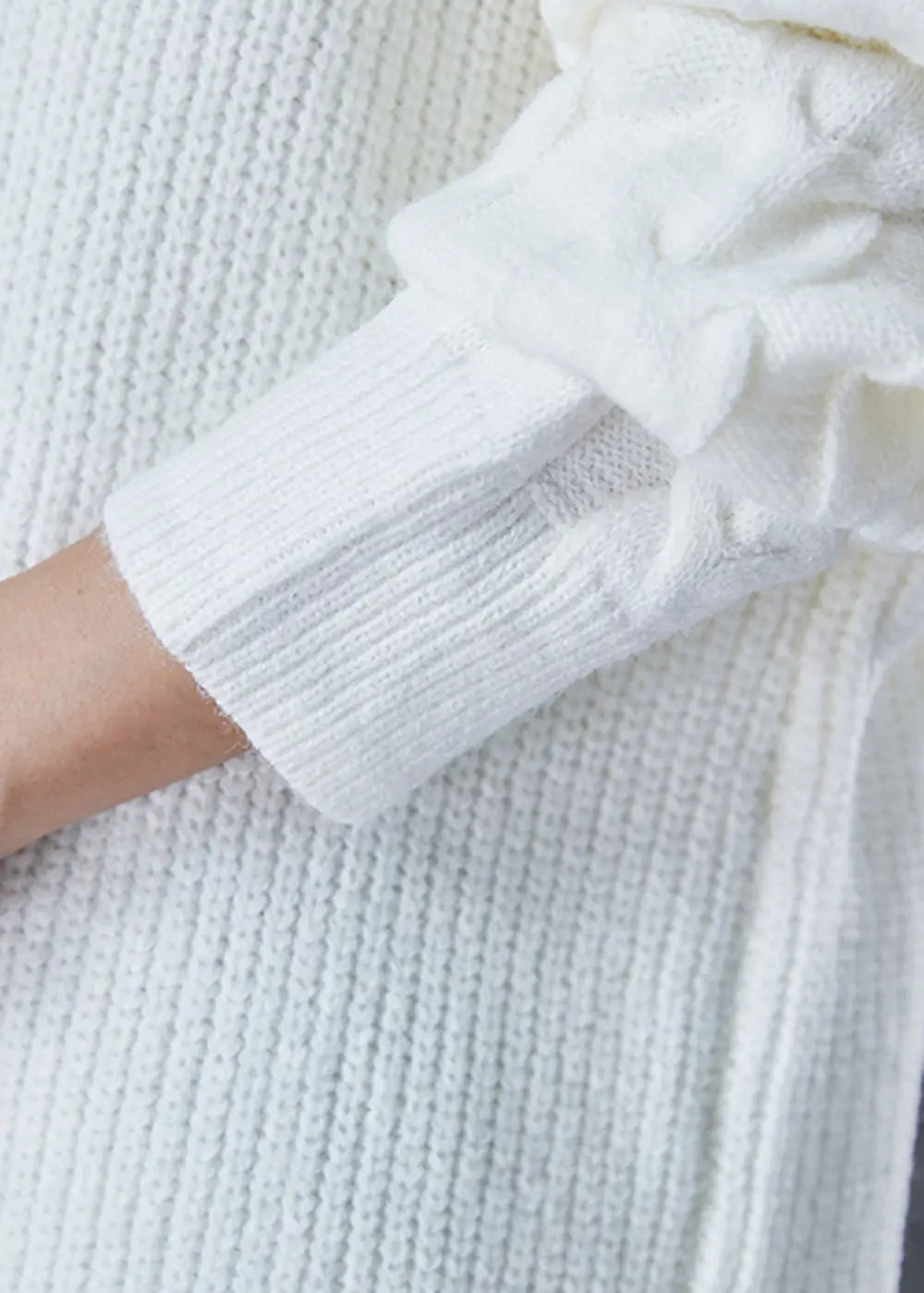 Classy White Tasseled Patchwork Knit Knit Sweater Dress Winter Ada Fashion