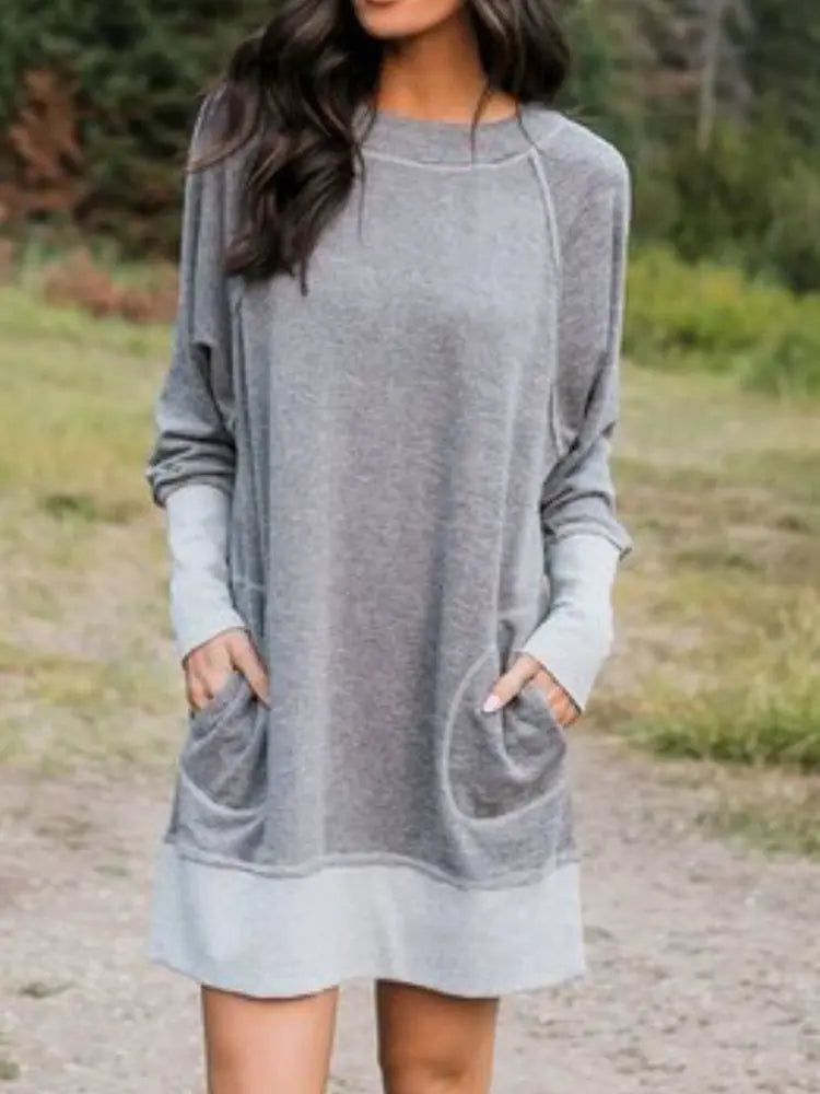 Cotton-Blend Long Sleeve Casual Knitting Dress  WO115 Ada Fashion