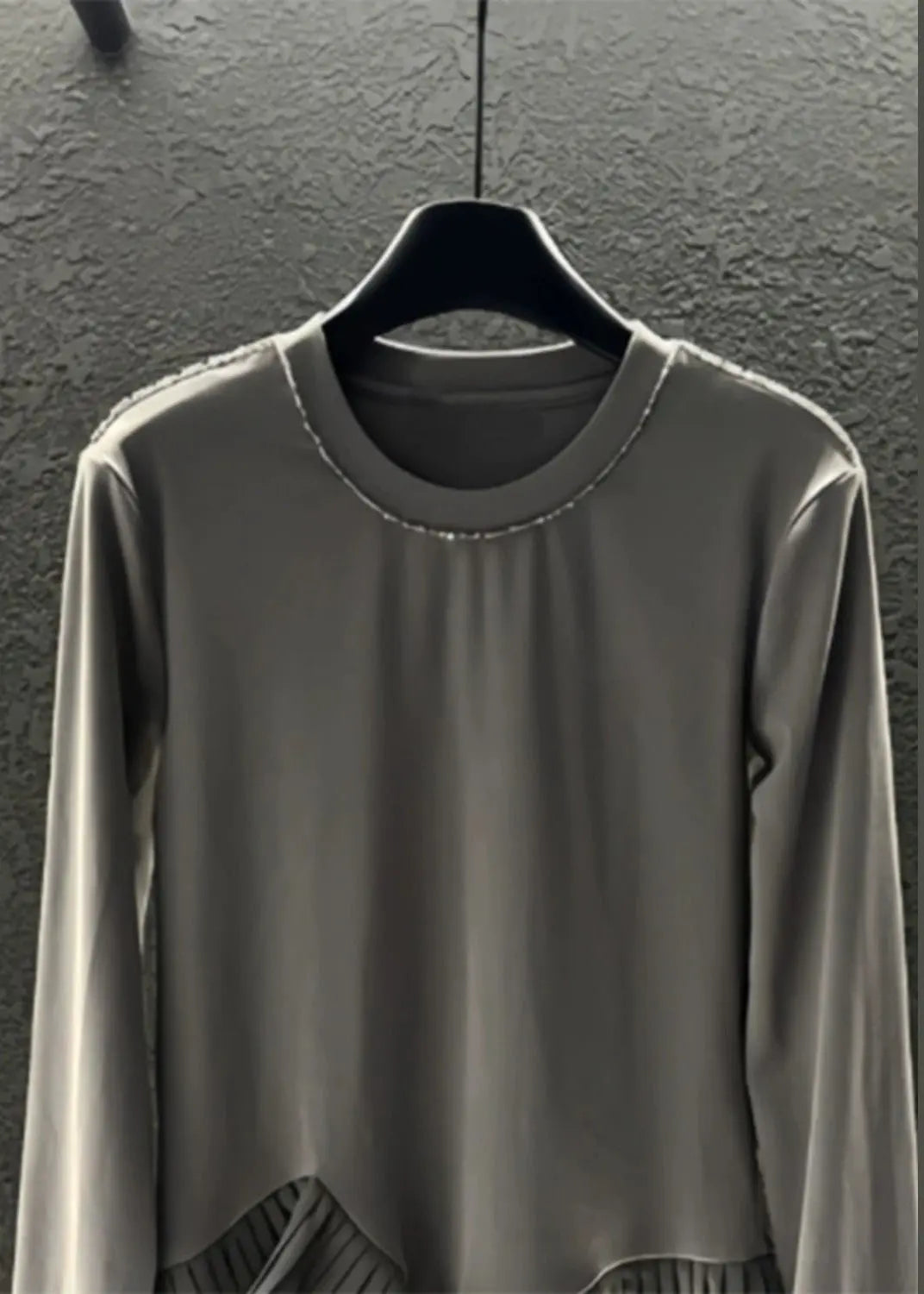 DIY Grey Asymmetrical Patchwork Wrinkled Cotton Sweatshirts Top Spring Ada Fashion