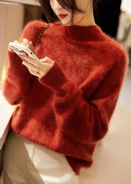 Hign Neck Patchwork Woolen Knit Sweaters Fall