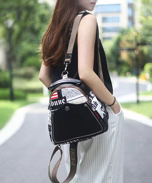 Fashion Black Graphic Cotton Patchwork Calf Leather Satchel Bag Handbag ZX1005 Ada Fashion