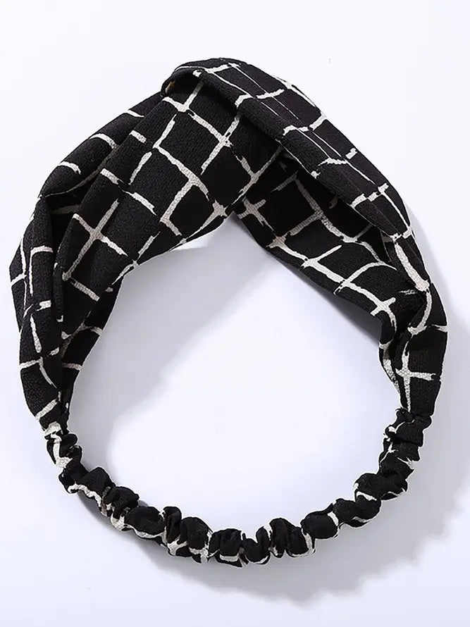 Fashion Plaid Knot Headband Turban Elastic Head Wrap Hairband adawholesale