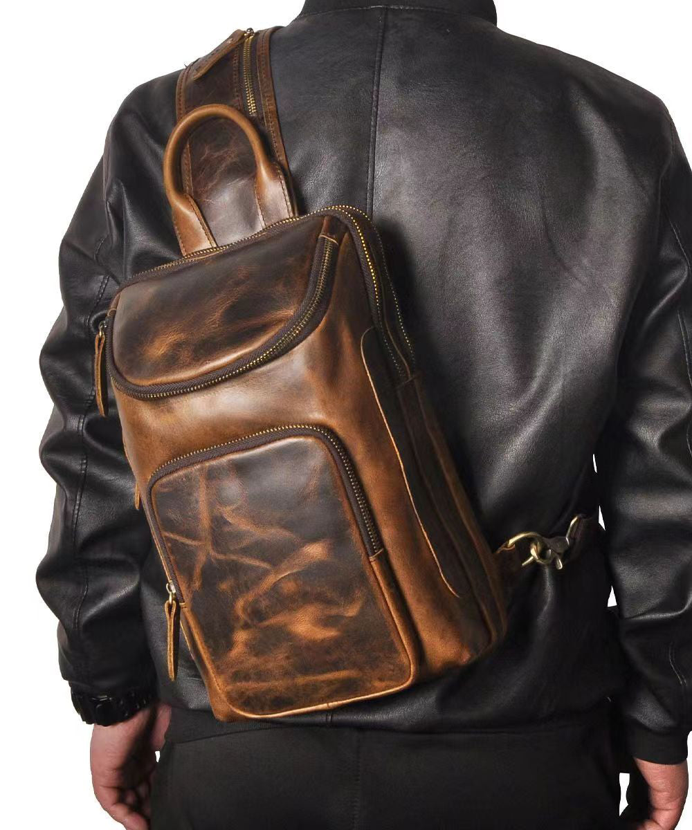 Fashionable Boutique Cowhide Versatile Chest Bag Ada Fashion