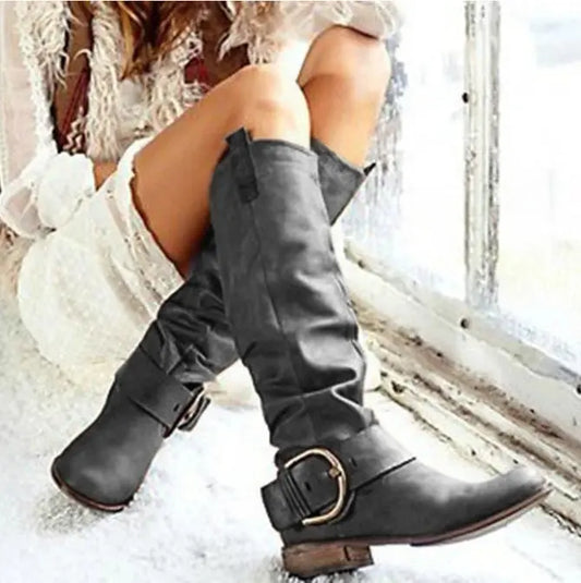Flat Heel Leather Boots AD250 adawholesale