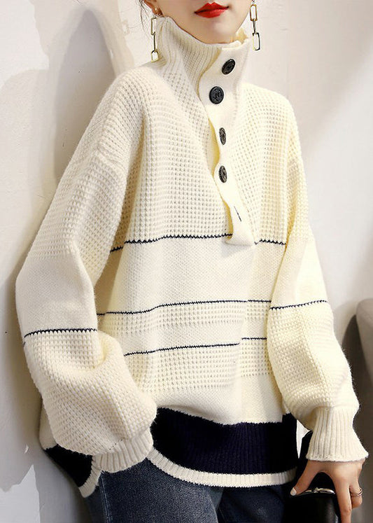 French Beige Cozy Wool Knit Sweaters Long Sleeve