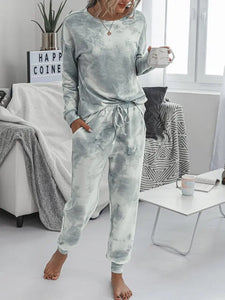 Gray White Ombre Tie-Dye Casual Suits Set adawholesale