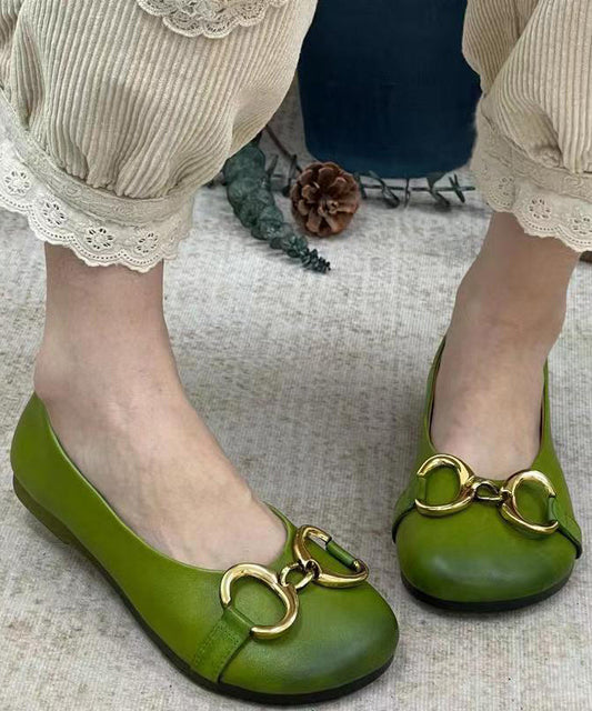 Green Vintage Splicing Sequined Flat Feet Shoes