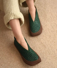 Load image into Gallery viewer, Handmade Green Sheepskin Splicing Comfortable Ankle Boots Ada Fashion
