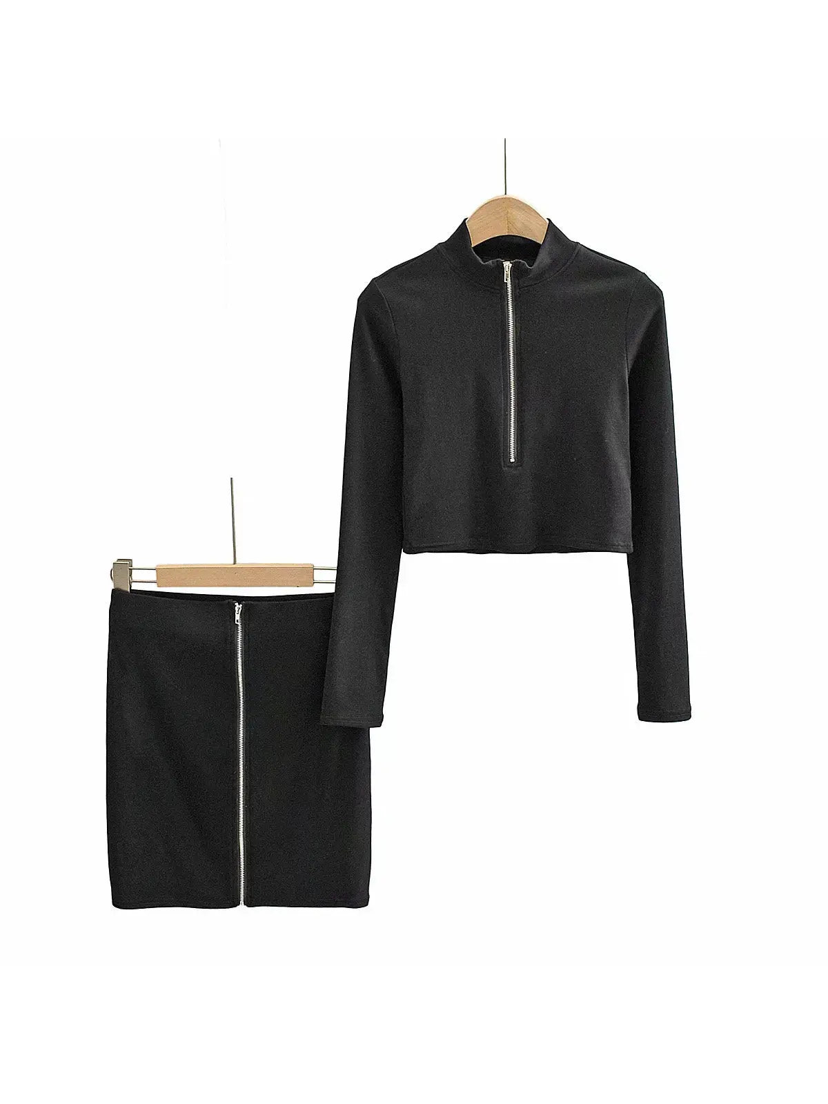Long Sleeve Sexy Zipper Twp Piece Outfits adawholesale