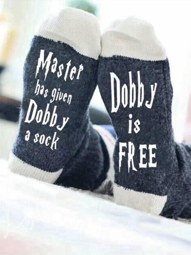 Mens Womens Master has given Dobby a Socks  Cotton Letter fuzzy Socks adawholesale
