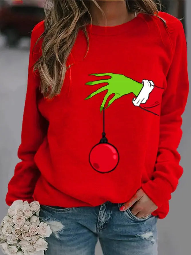 New Women Chic Plus Size Vintage Casual Holiday Christmas Shift Long Sleeve Sweatshirt Tops adawholesale