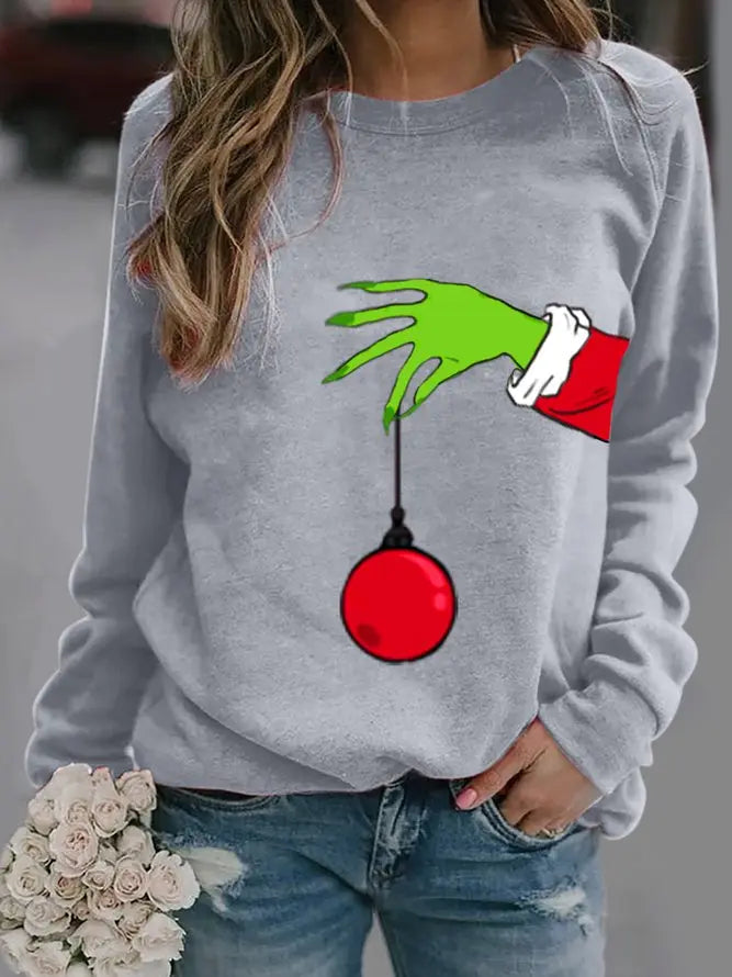 New Women Chic Plus Size Vintage Casual Holiday Christmas Shift Long Sleeve Sweatshirt Tops adawholesale