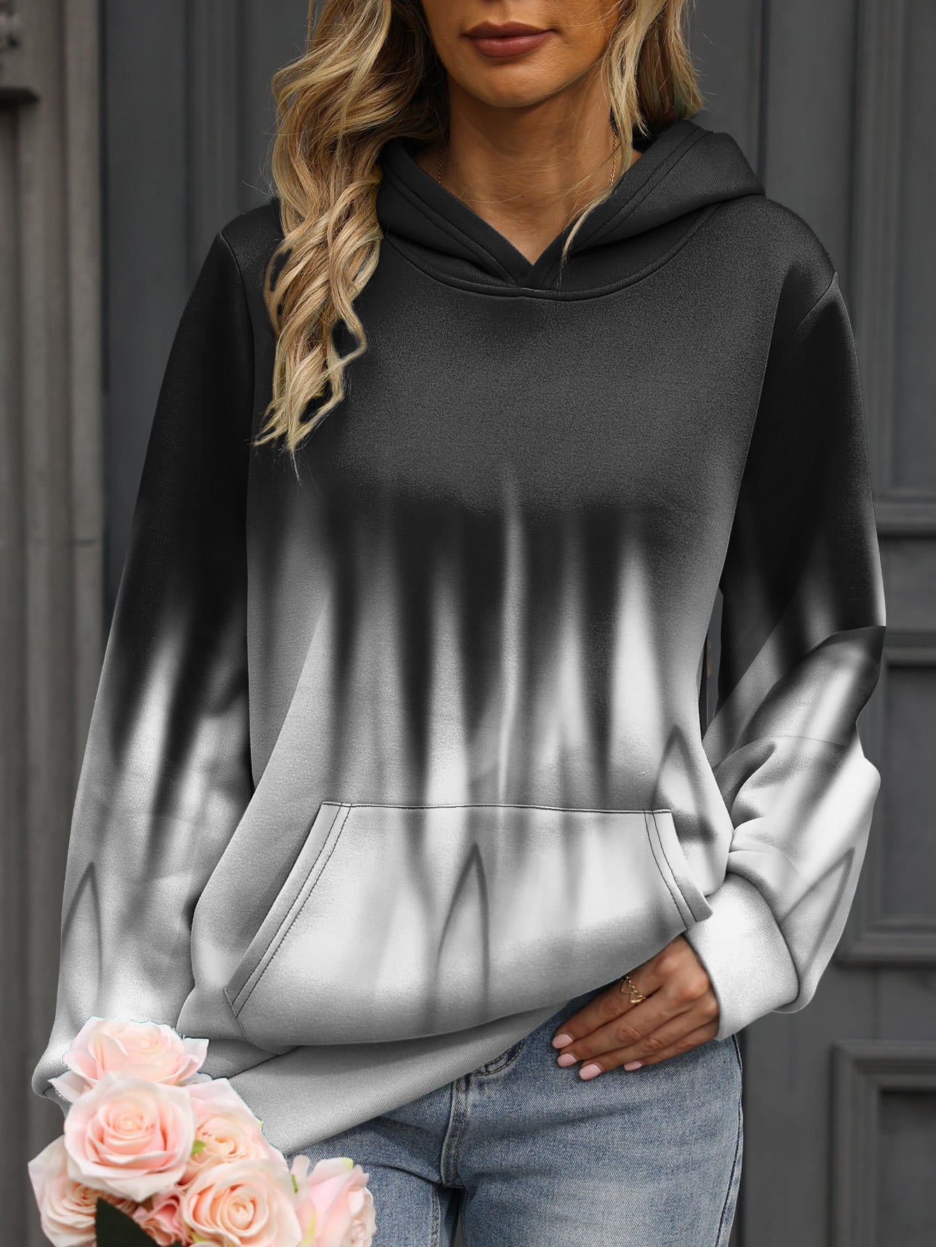 Ombre Long Sleeve Sweatshirt Hoodies Women AD1054 Ada Fashion