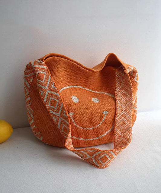 Original Orange Smiling Face Knitted Messenger Bag SX1021
