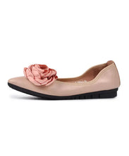 Load image into Gallery viewer, Pink Flat Feet Shoes Sheepskin Comfy Splicing Floral Pointed Toe Ada Fashion
