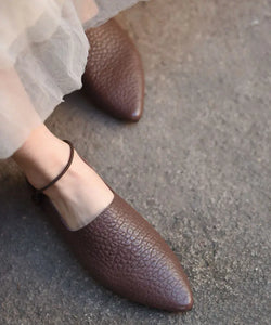 Sheepskin Splicing Flat Shoes For Women Pointed Toe Buckle Strap Ada Fashion