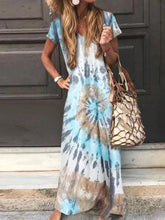 Load image into Gallery viewer, Short Sleeve A-Line Ombre/tie-Dye Dresses mysite
