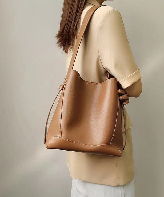 Stylish Light Brown Large Capacity  Calf Leather Satchel Bag Handbag ZX1013 Ada Fashion