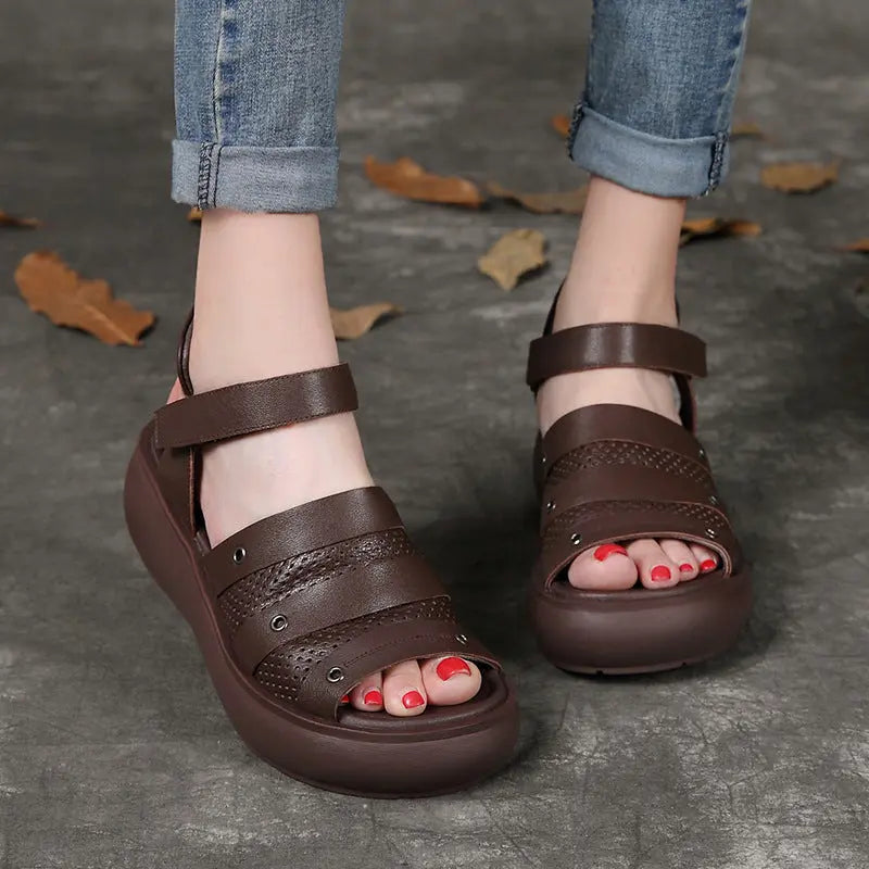Summer Open toe Handmade Retro Platform Sandals Ada Fashion