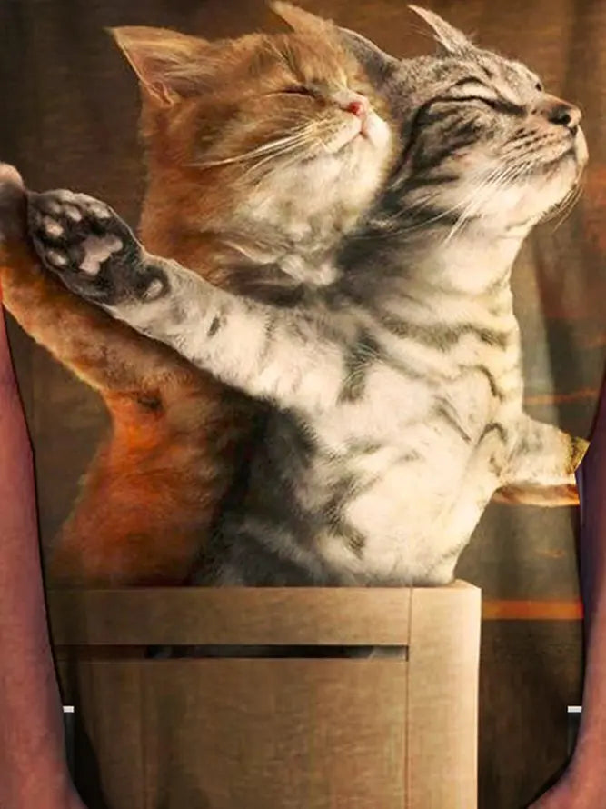 Titanic cat print Shirts & Tops adawholesale