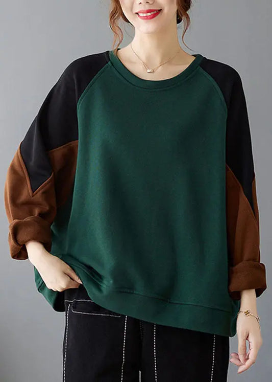 Unique Green O-Neck Thick Sweatshirts Fall Ada Fashion