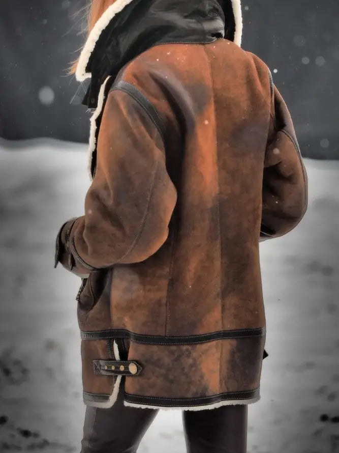 Winter Warm Fluffy Coat Faux Leather Jacket AD255 adawholesale