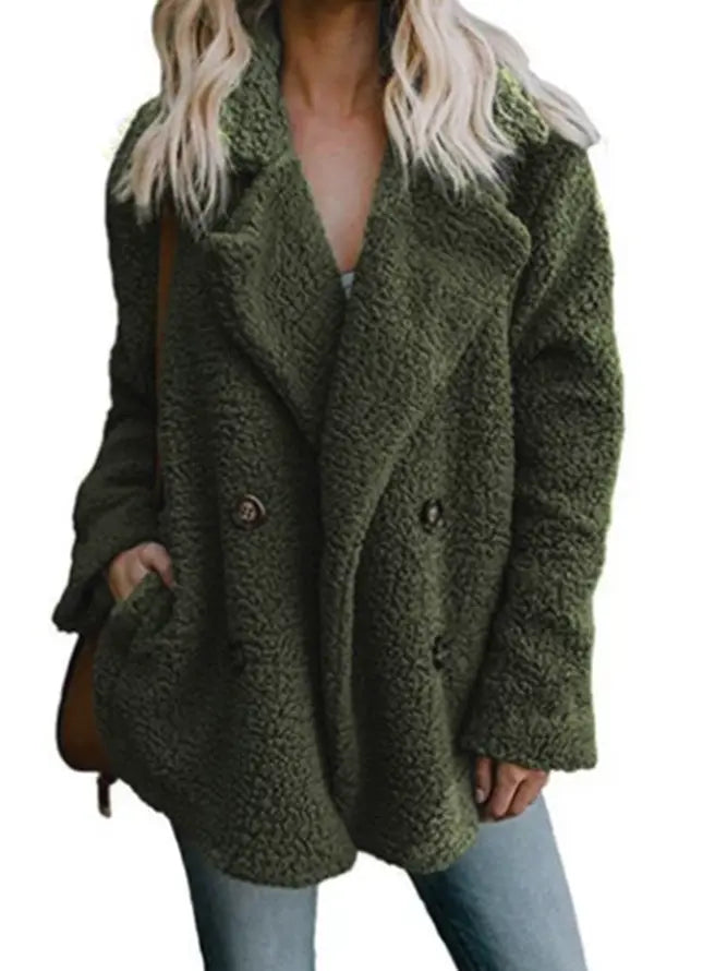 Woman Sherpa Coat Fluffy Jacket Buttoned Teddy Bear Coats adawholesale