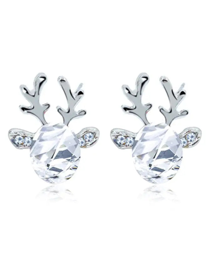 Women Crystal Gem Antler Earrings Fashion Christmas Gift Elk Earrings AD197 adawholesale