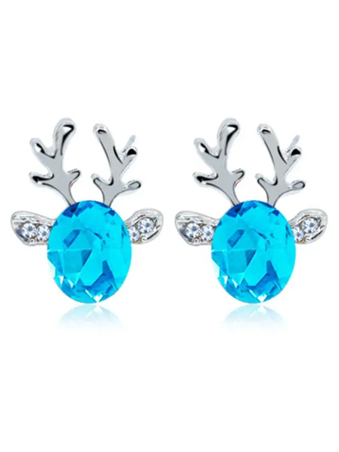 Women Crystal Gem Antler Earrings Fashion Christmas Gift Elk Earrings AD197 adawholesale
